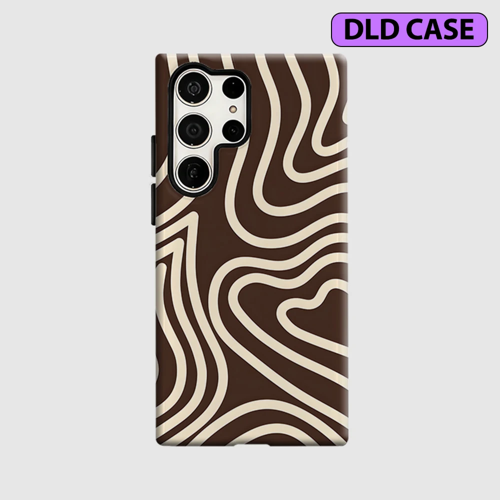 Chocolate Swirl Phone Case for Samsung Galaxy S26 S25 Ultra S24 S23 Ultra Plus Shockproof Double Layer Tough Back Cover