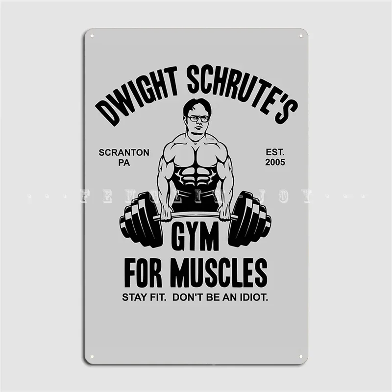 Dwight Schrute Gym For Muscles Metal Sign Retro Wall Decor Kitchen Club Home Tin Sign Posters