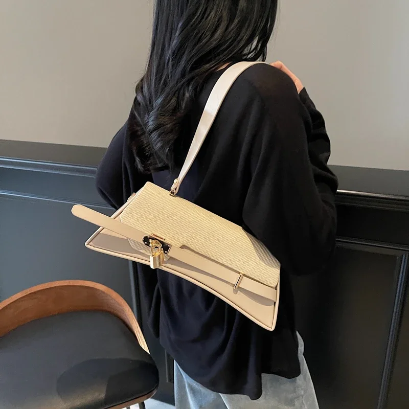 

Designer Paris Inspired Clutch Bag - Stylish Minimalist Leather Crossbody Purse With Letter Logo Large Capacity Vintage Tote