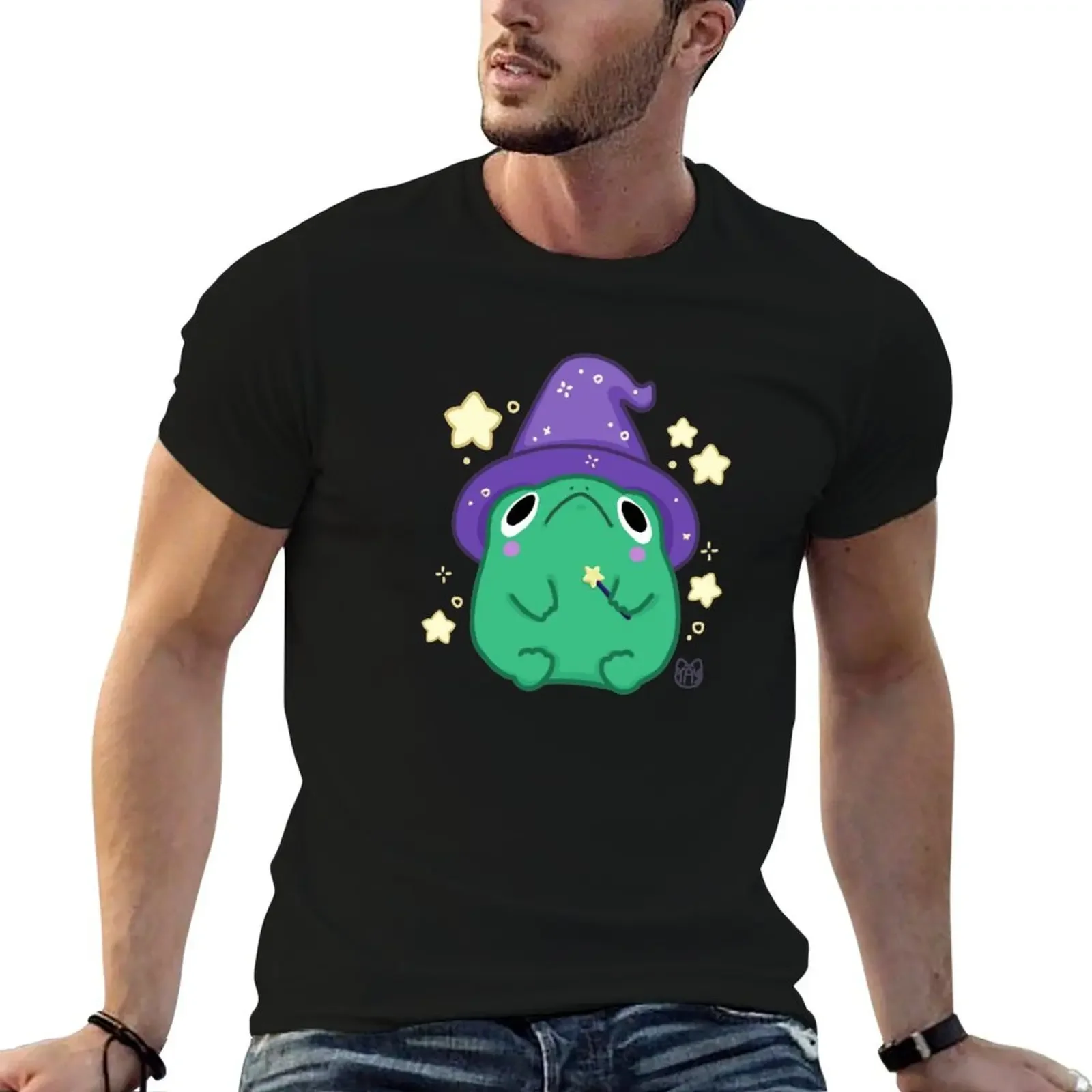 

Little Wizard Frog T-Shirt animal prinfor boys Aesthetic clothing anime clothes shirts graphic tees luxury clothes men