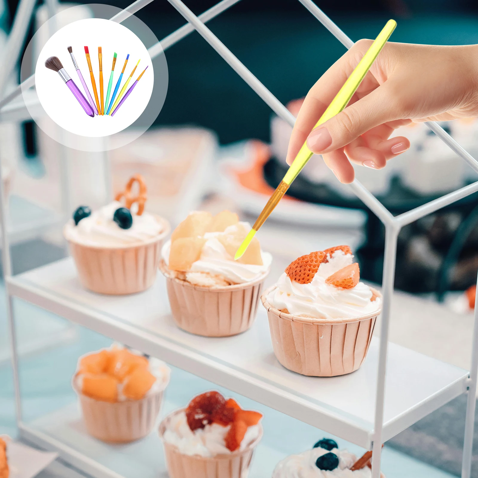 

8 Pcs Cake Brushes Plastic Dessert Baking Decoration Multi-Function Cake Brush Tools Cookie Painting Multi-function Accessories
