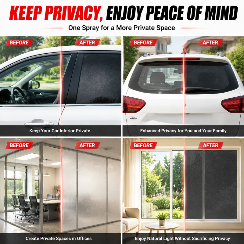 Car Window Privacy Spray Auto Glass Anti Peep Coating Quick Dry Protective Film Heat Reduction For Vehicle Side Rear Window