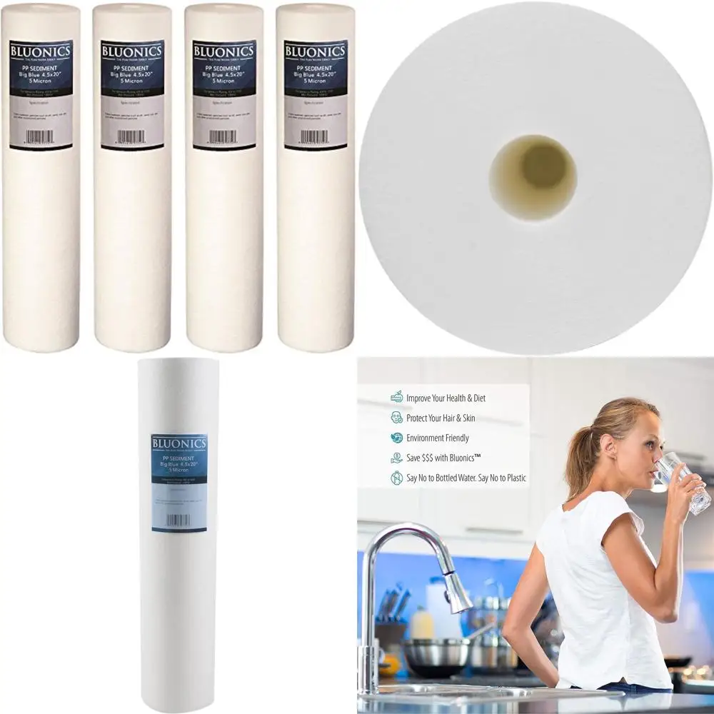 

Сменные фильтры для очистки воды для всего дома, 4,5x20 дюймов, 5 микрон, для удаления осадка - 4 штуки в упаковке