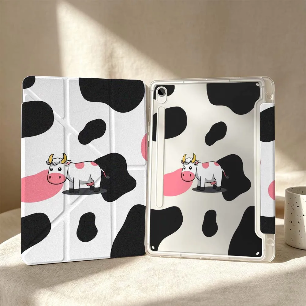 Cartoon Cow Black Pink Soft For Samsung Galaxy Tab S6 S7 S8 S9 S10 A8 A9 A11 Lite FE Plus 3Y Tablet Case