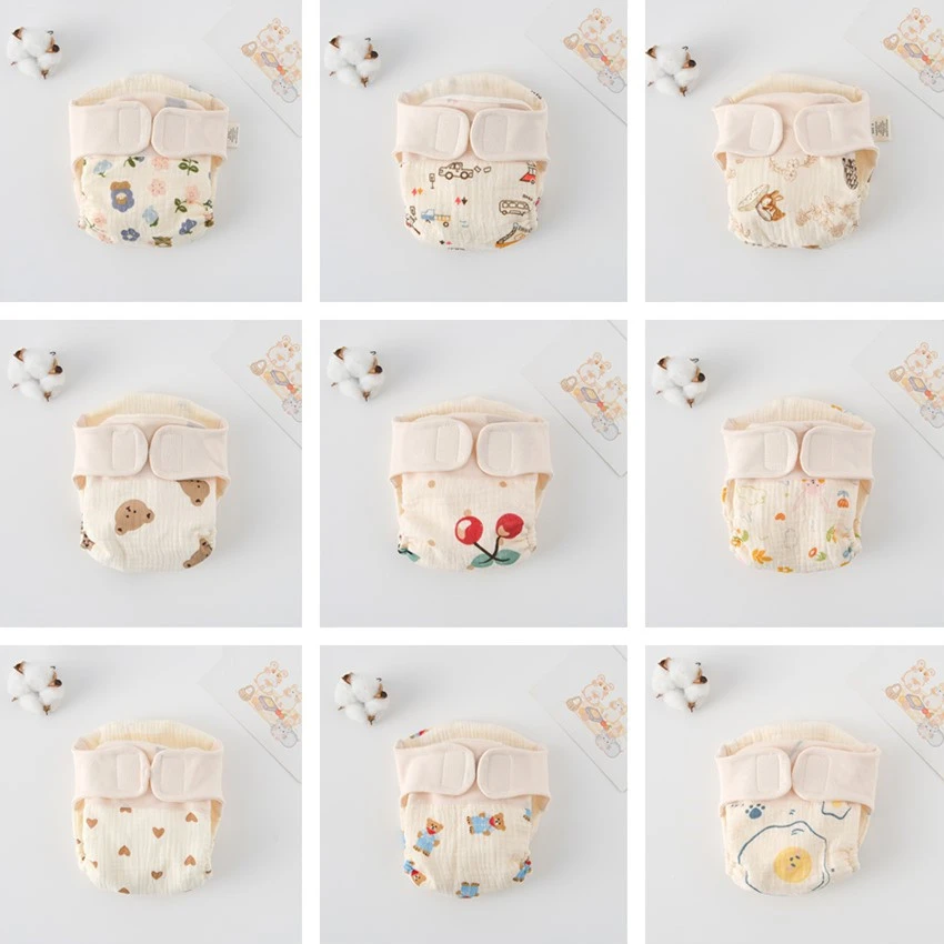 

New Summer Cotton Baby Reusable Taped Diaper Cartoon Baby Training Pants Infant Shorts Nappies Panties Changing Underwear Cloth