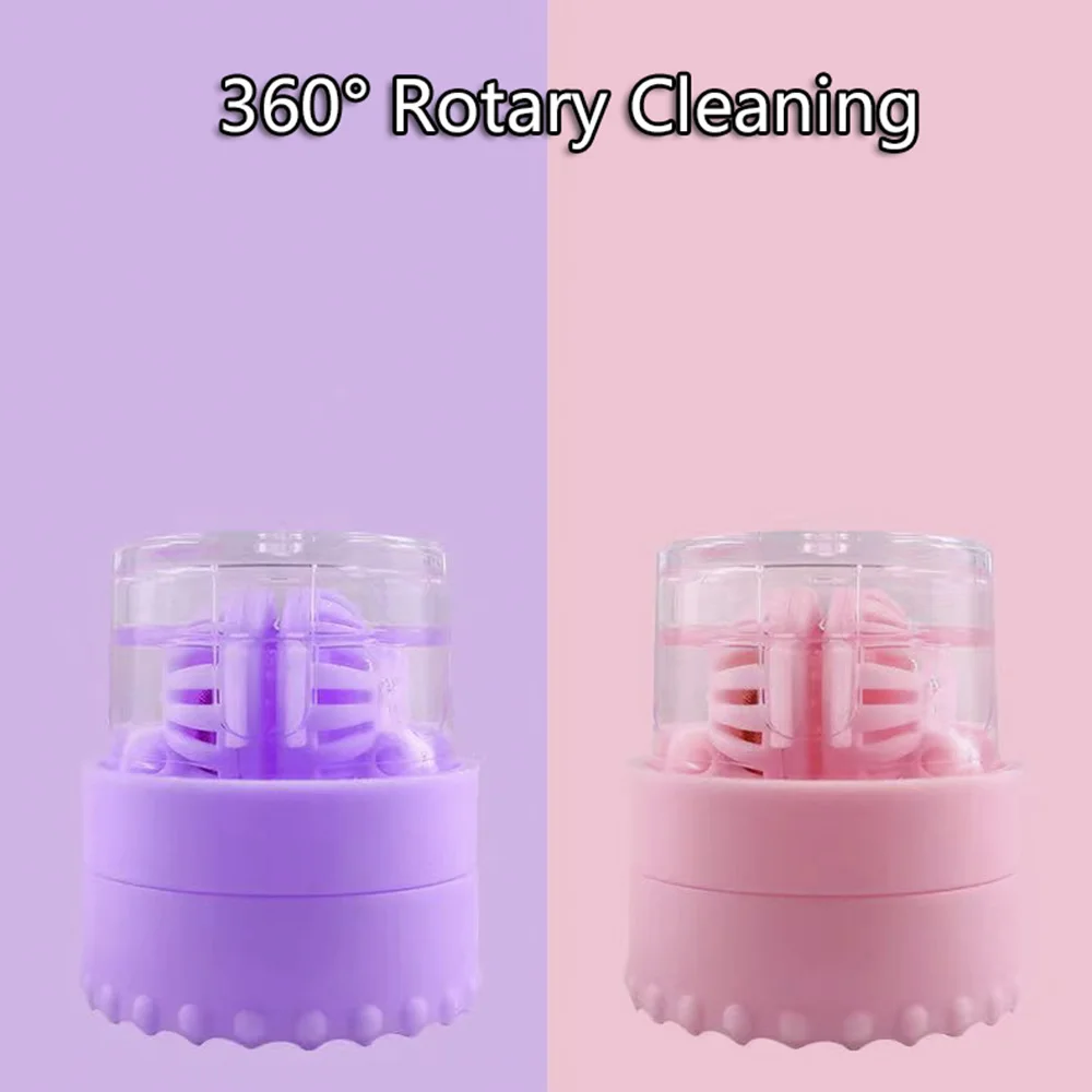 1PC Cute Contact Lens Cleaner Case Box Manual Rotation Type Plastic Container Storage Holder Portable Lenses Cleaning Tools Set