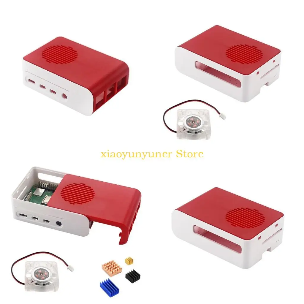 

P9JB Housing Box ABS Case RedWhite Plastic Shell 40x40 Cooling Fan Heatsink for Pi4