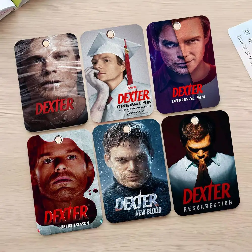 

1pc Dexter TV Series Card Case Keychain Access Card Bag Key Tag Ring Leather Card Holder Key Ring Access