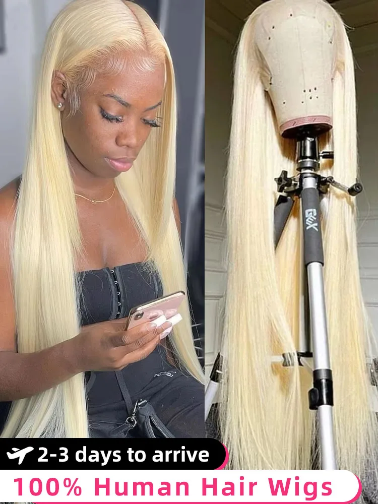 

13x4 13x6 HD Transparent Full Frontal Lace 613 Blonde Colored Straight Human Hair Wigs Lace Front Wigs For Women 40 46 Inches