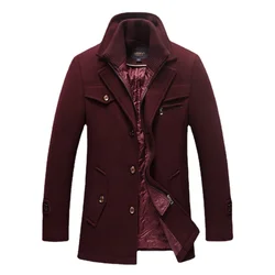 Men Cashmere Trench Coats Winter Jackets Overcoats Wool Blends High Quality New Winter Coats Male Business Casual Trench Coats 5