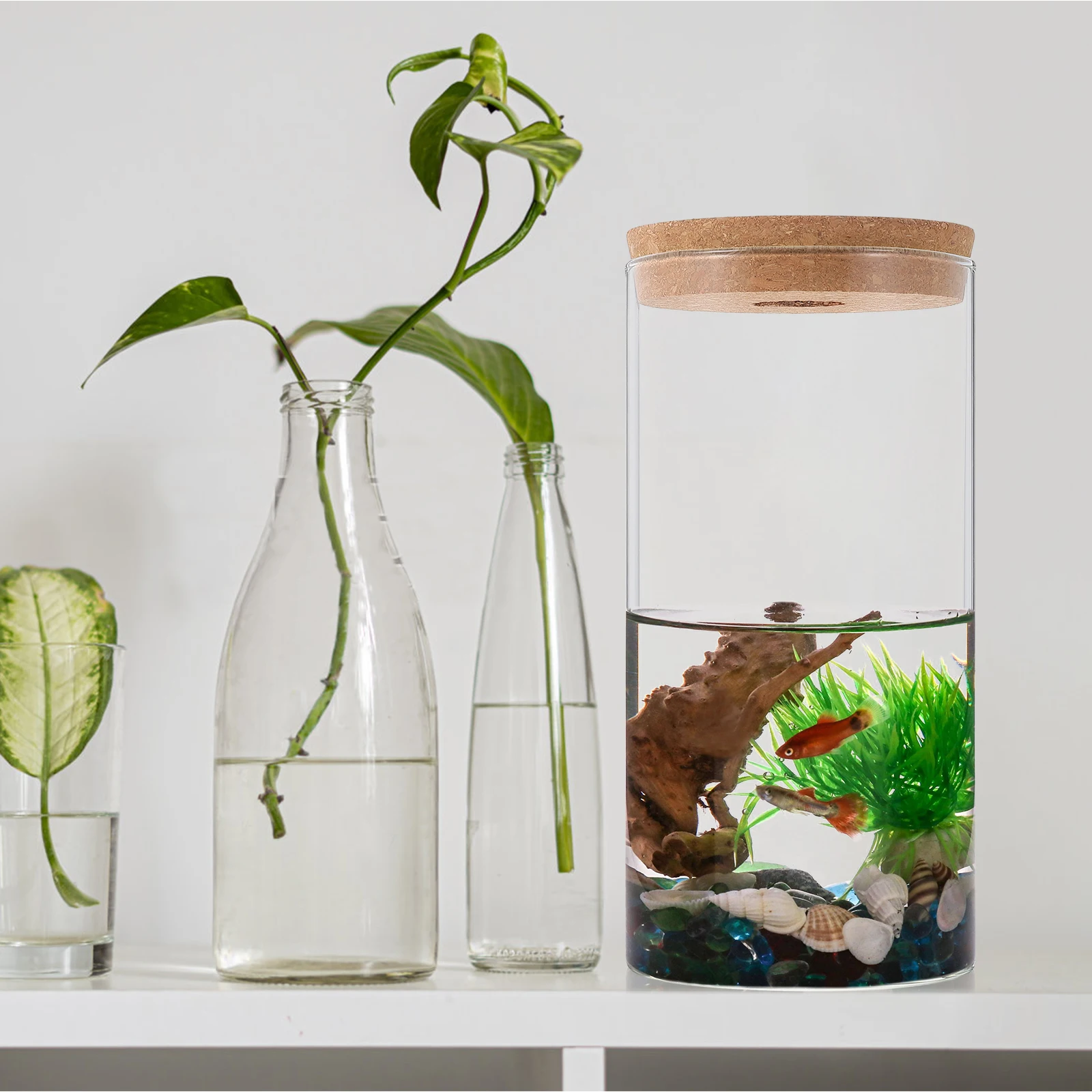 

2 Pcs Glass Eco Bottle Airtight Jar Container Pots Desktop Terrarium Propagation Tubes with Lid Containers Bowl