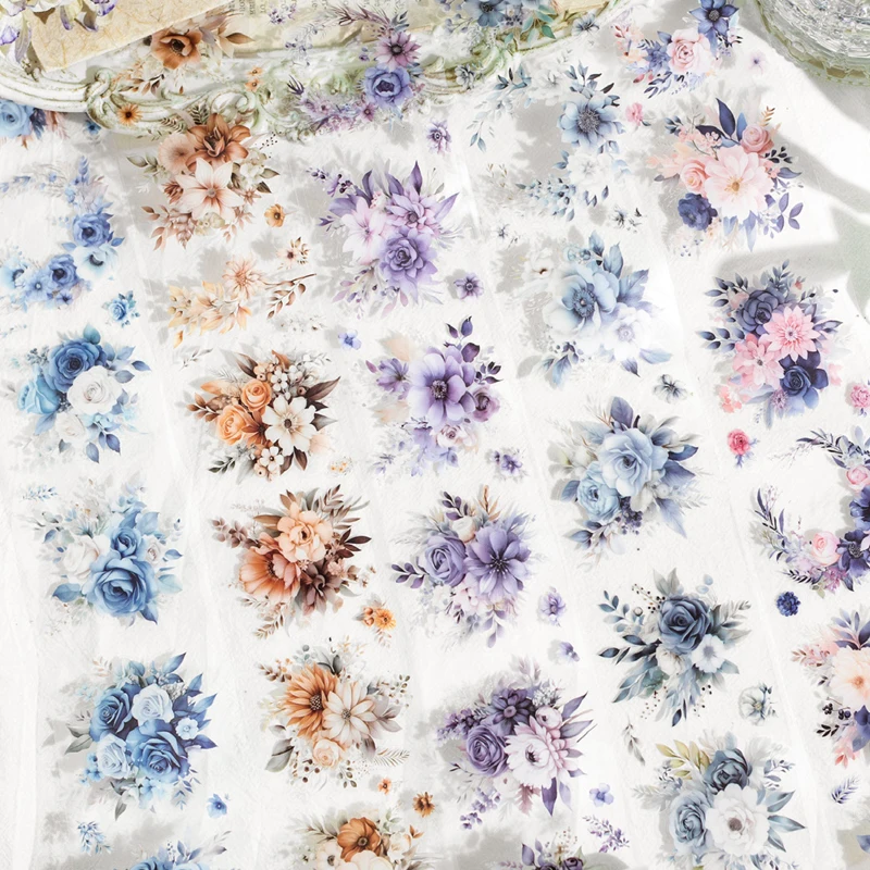 5 Books X200cm/Roll Waterproof PET Tape Sticker Youxiang Renran Series Rose Flower Picture Home Handbook Decoration