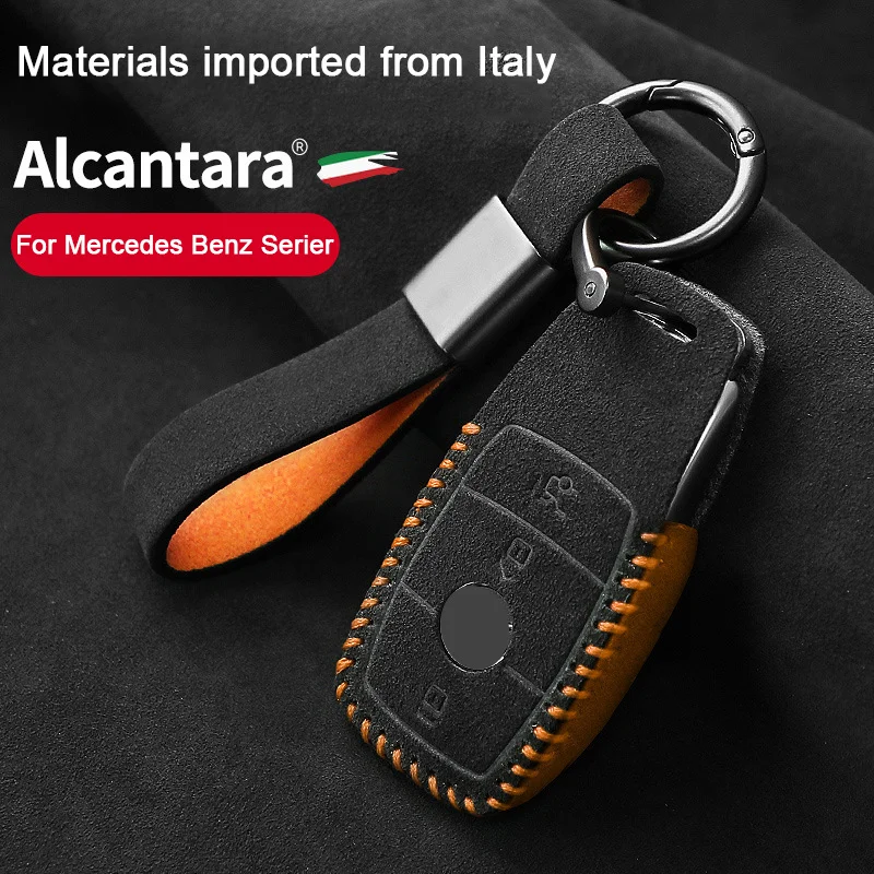 

Alcantara Car Remote Key Bag For Mercedes Benz A S G Class EQA EQB GLA GLB GLK CLA W177 W463 H247 X156 X253 X204 Key Case Covers