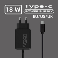 18 W Argon ONE Power Supply V2 USB-C 5.25V 3.5A Power Adapter Charger  Type-C Port for Raspberry Pi 4B Pi4