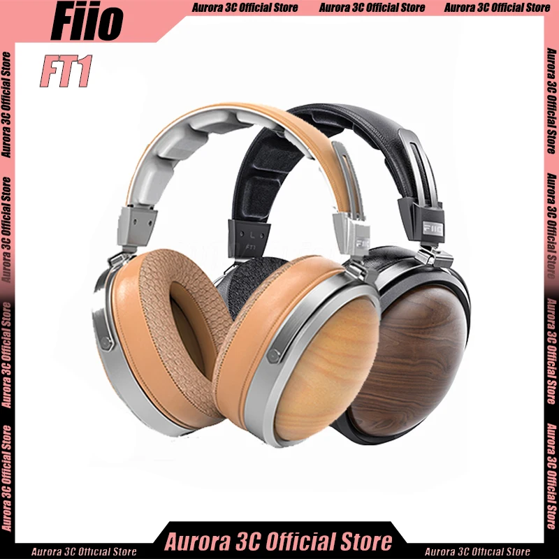 Fiio Ft1 Wired Headphone Hi-Fi Over-Ear Headphones Nano wood Closed-Back Fiber Composite Diaphragm Custom Black Wood Ear Cups