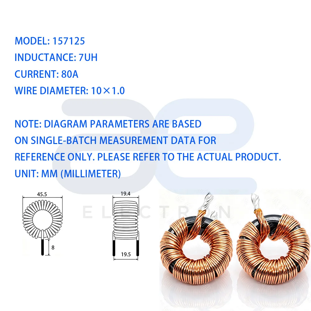 40mm 157125 Sendust Toroidal Inductor 900uH 1mH 1.5mH 2mH 3mH 3.8mH 4mH High Current  1pcs/Lot