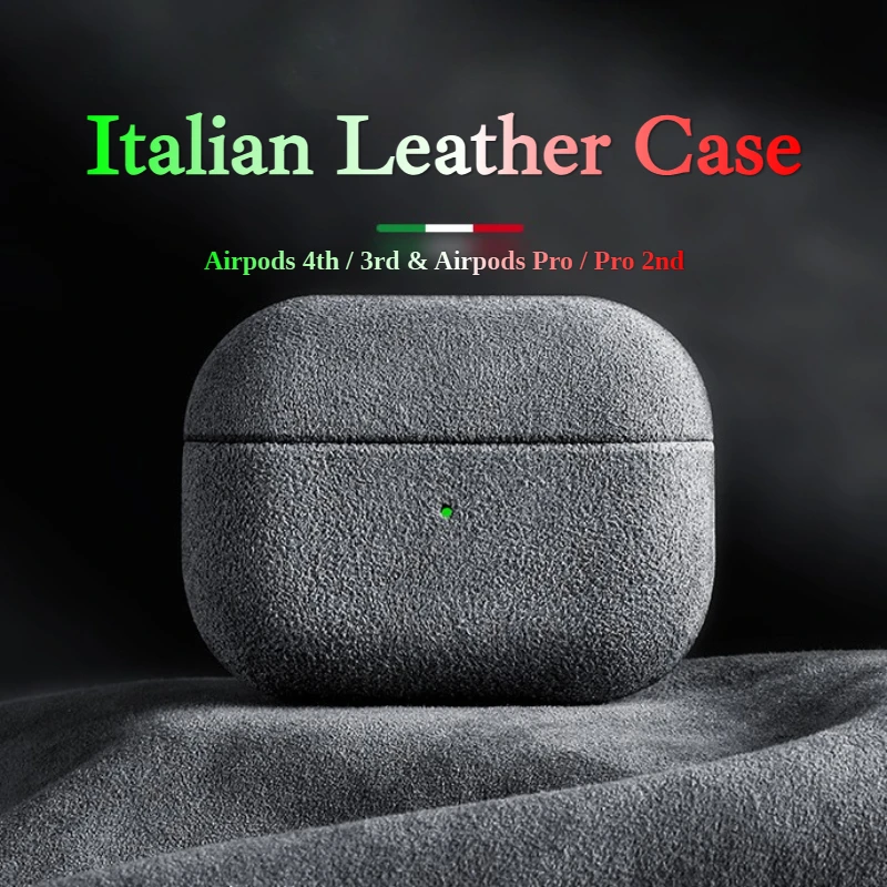 Italian Suede Leather Case For Airpods Pro 2 Airpods4 Luxury Artificial Leather All Inclusive Case Airpods3 Case Wireless Charge