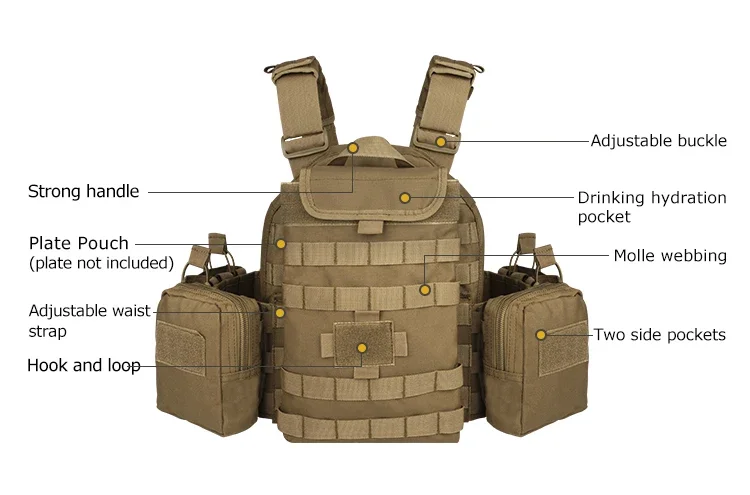 Yakeda 1000D Nylon Molle Outdoor Tactical Vest CS Equipment Multifunctional Modular Colete Tactico Training Combat Vest