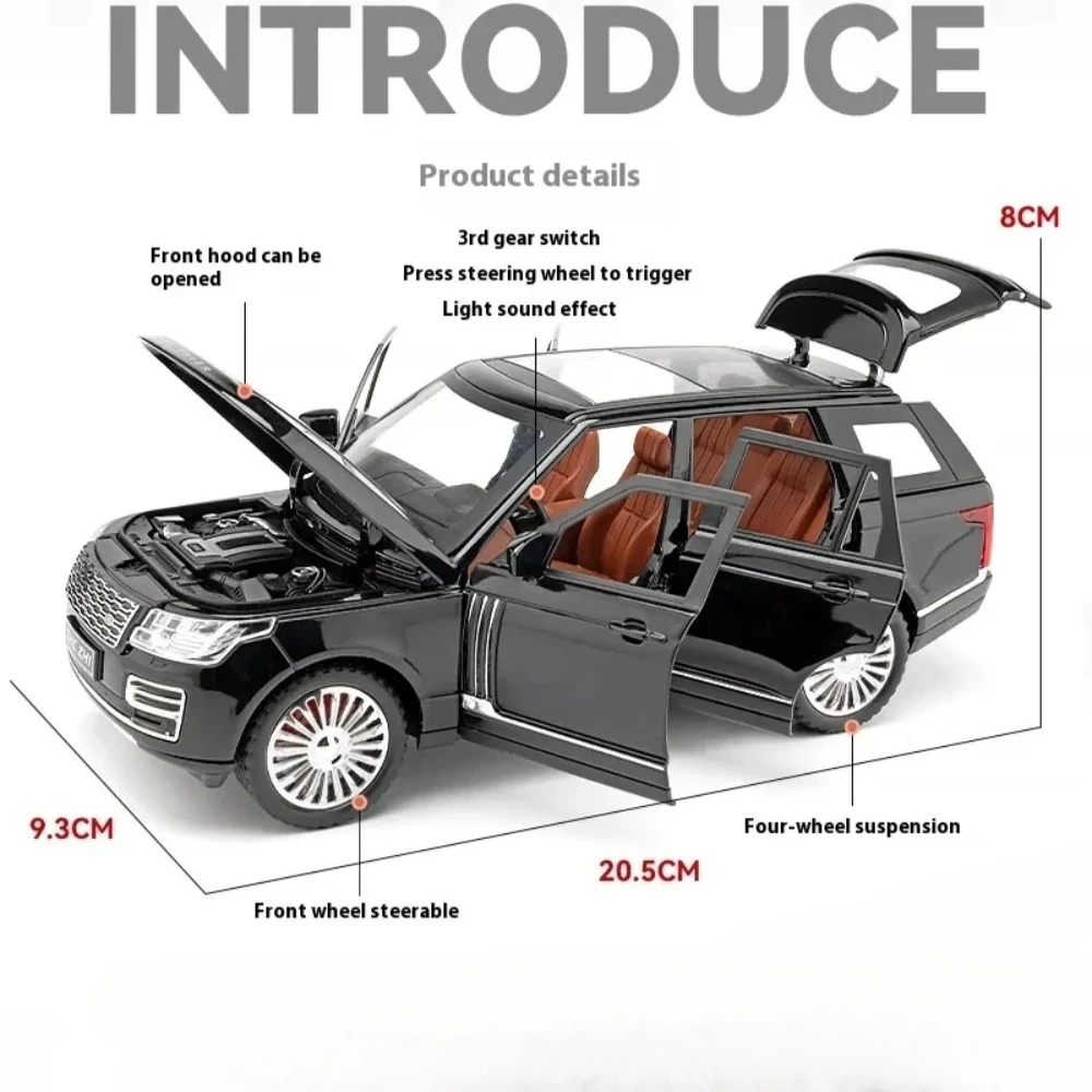 1:24 Defender 110 Land Rover Range Rover modelo de coche juguetes aleación Diecast absorción de impacto sonido luz tirar hacia atrás regalos para niños