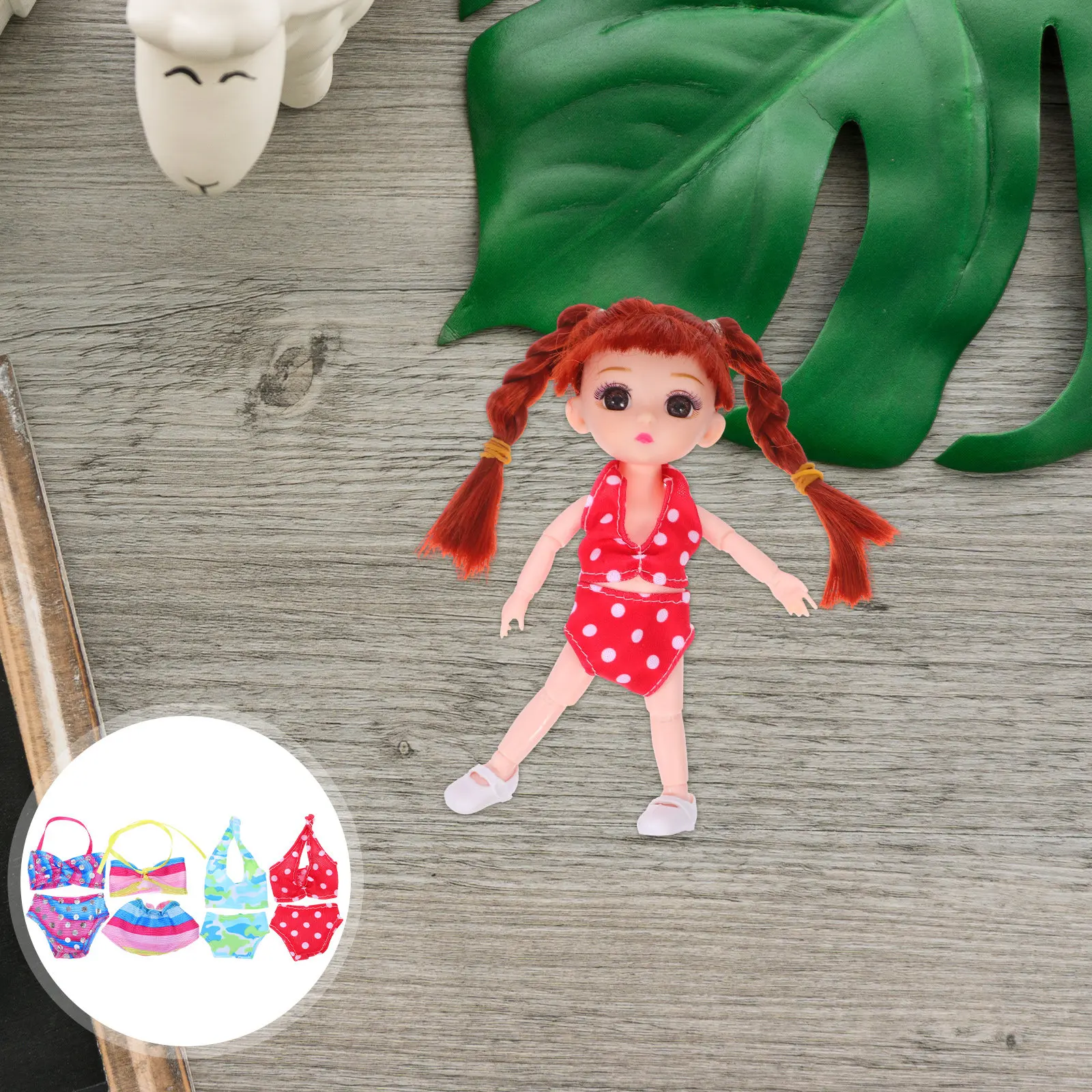 

4 Sets Clothes Mini Bikini Swimsuit Outfits Vacation Photography Accessories