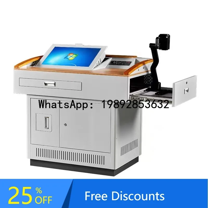 B1 Multimedia Lectern Steel Multi-functional Classroom Computer Desk School Training Teacher Podium Table