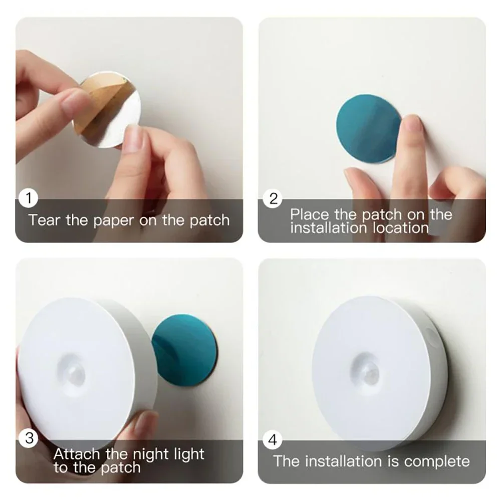 Suitable for Home Led Cabinet Wall Light Lamp PIR Motion Sensor Night Light Stitch Room Decor USB Rechargeable Hallway Kitchen