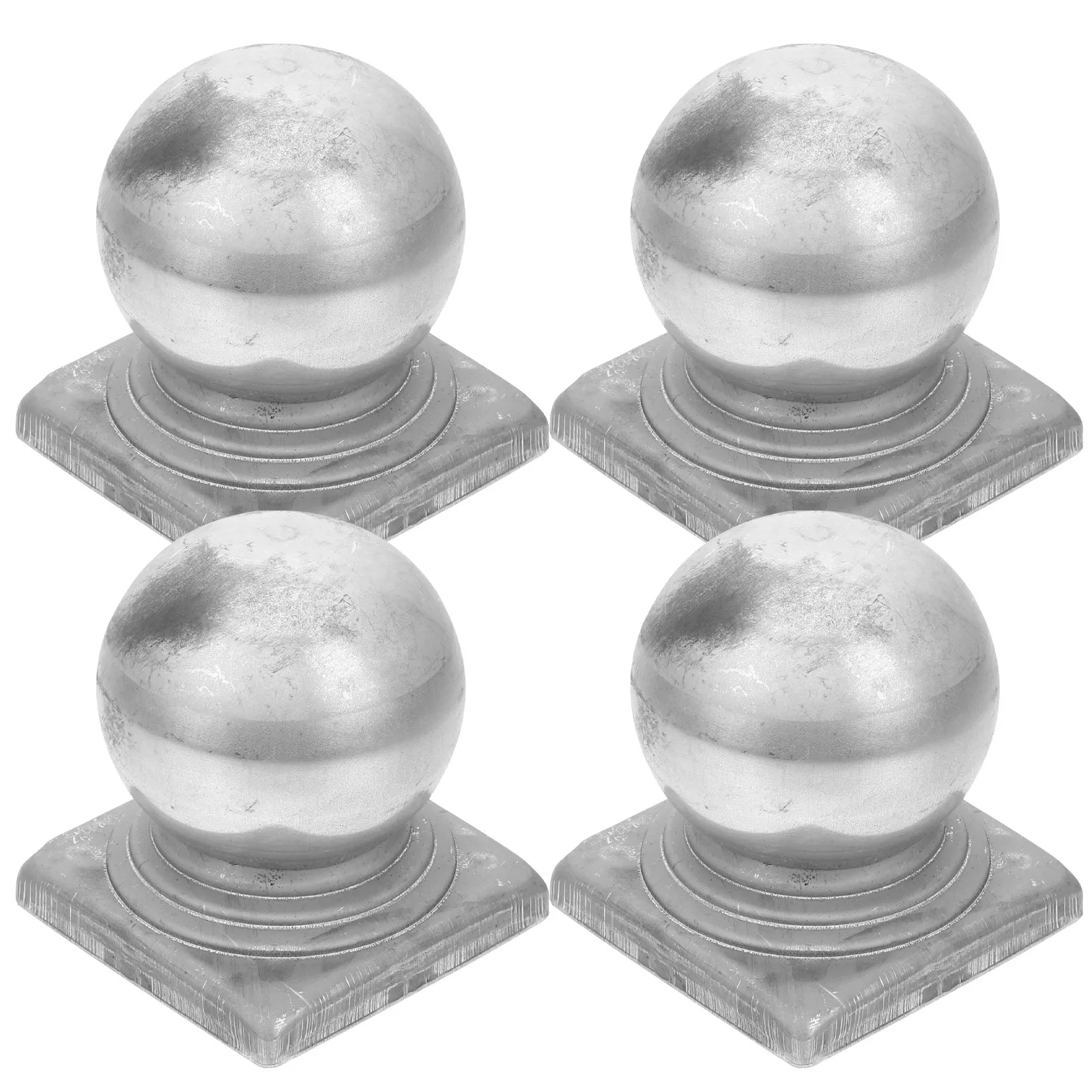 4Pcs Ball Shaped Iron Fence Post Caps Premium Sturdy Metal Covers for Fence Posts Guardrails Railings Porch Columns Decorative