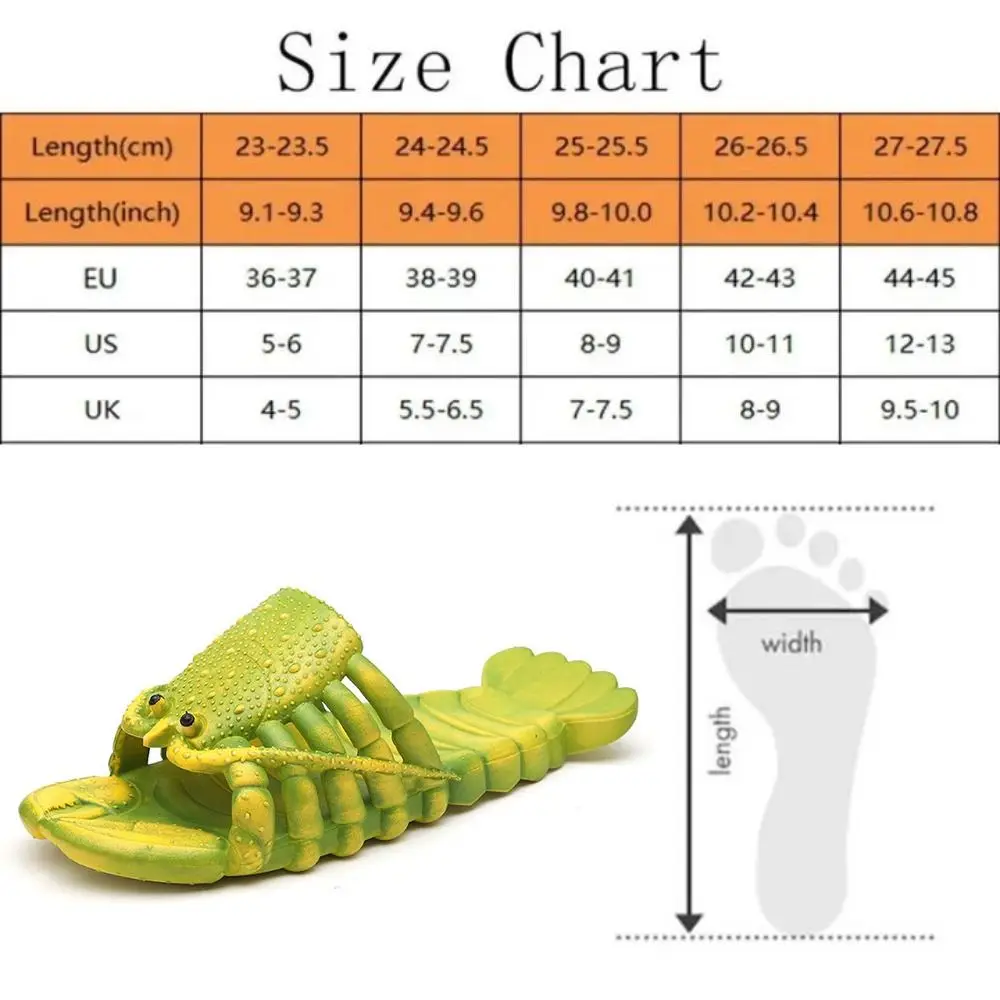 Pantofole casual antiscivolo con aragosta Divertenti sandali con diapositive in PVC Scarpe da spiaggia Scarpe con suola morbida Pantofole con gamberetti da bagno