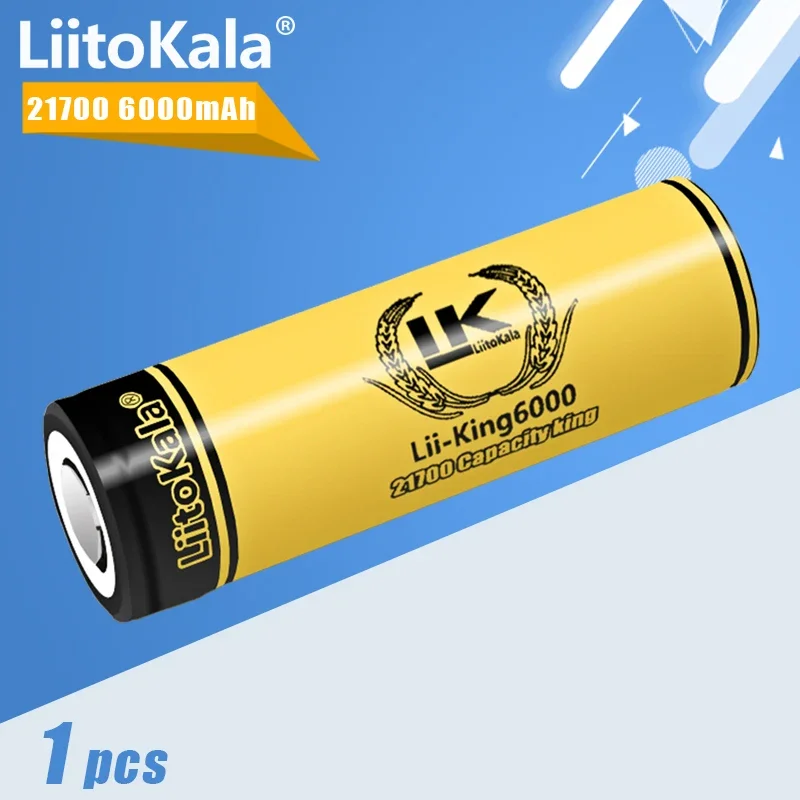 LiitoKala King6000 3.7V 21700 6000mAh baterai Lithium isi ulang untuk Speaker LED Aksesori Senter obor 1 buah