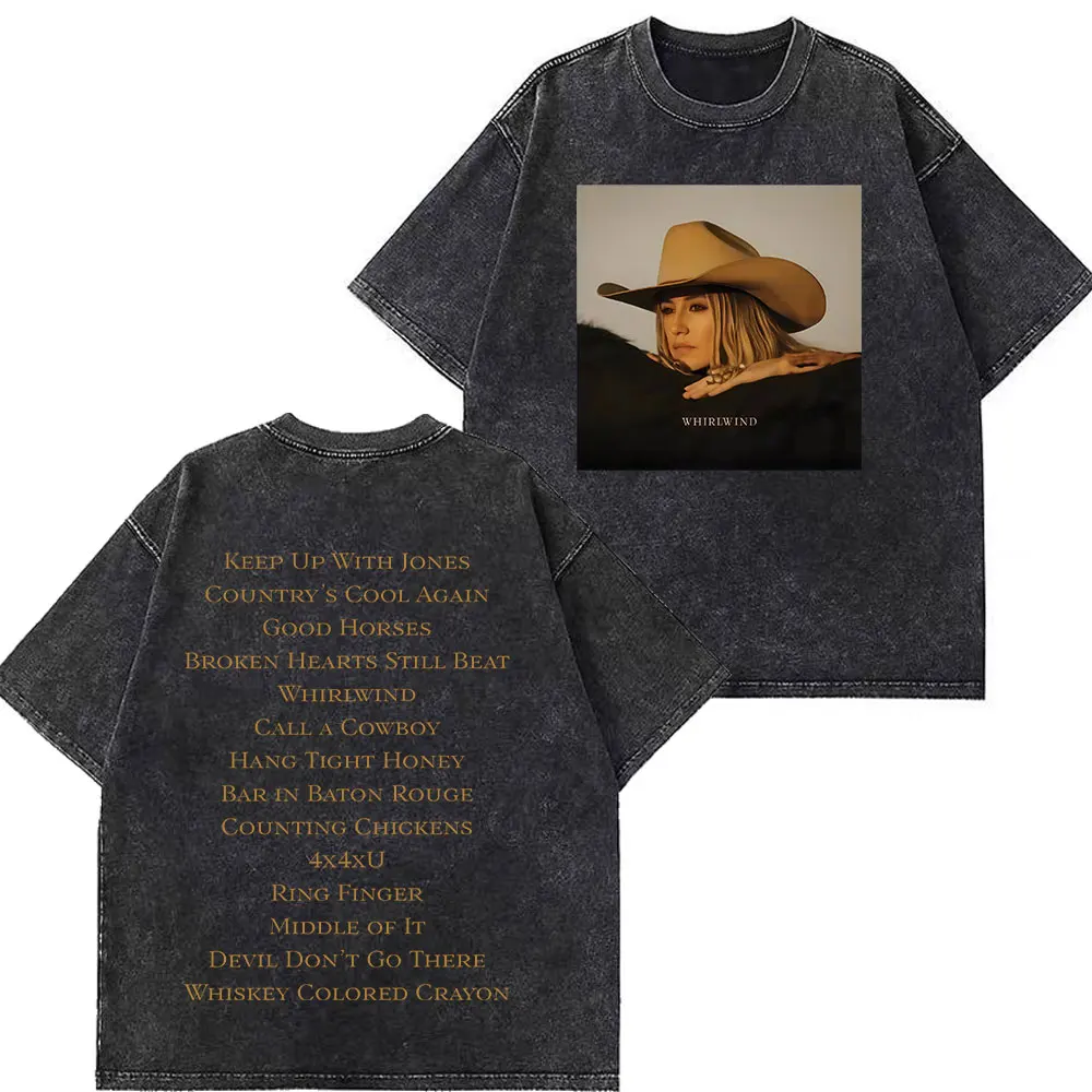 

Lainey Wilson Whirlwind альбом тур винтажная стираная футболка для мужчин и женщин одежда в стиле хип-хоп футболки Harajuku модные удобные футболки