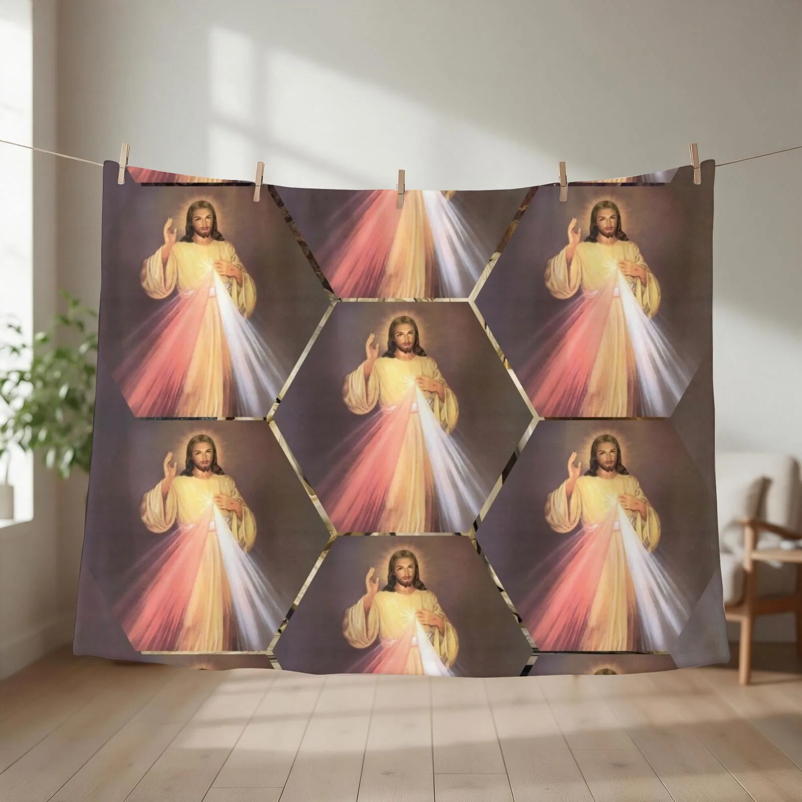 Divine Mercy Throw Blanket couch cozy soft plush fuzzy picnic outdoor blanket