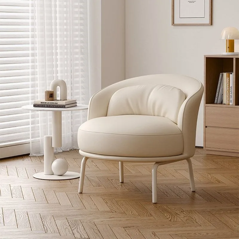 Simple light luxury cream style single sofa chair, rotatable family living room balcony single chair, casual chair