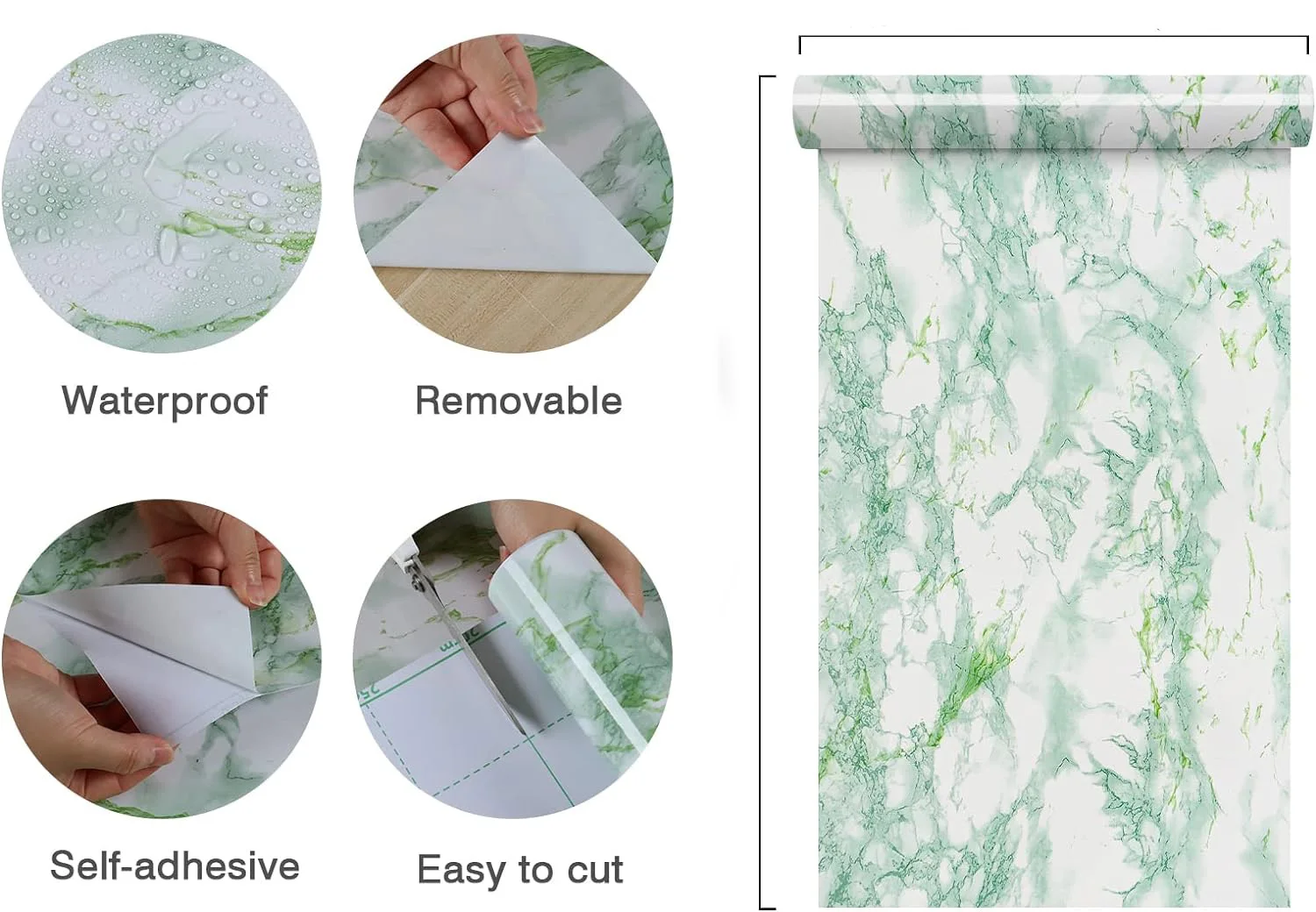 Kitchen Cabinet PVC Marble Oil Proof Sticker Self Adhesive Waterproof Removable Wallpaper for Bathroom Wall Decor Vinyl Film