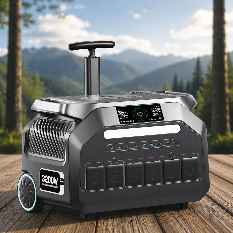IEE Outdoors Camping Portable Power Station P3200 3200W 4000 Cycles Of Battery Life 2048Wh Solar Generator Rapid 1800W Charging Via AC Power 16 Output Ports