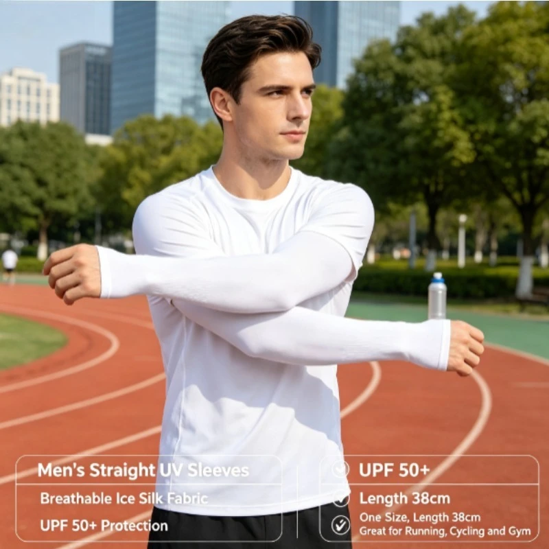 Unisex Solid Color Mosquito Repellent Ice Silk Arm Sleeves, Anti UV Cooling Sports Sun Guards, Breathable Stretch Arm Covers