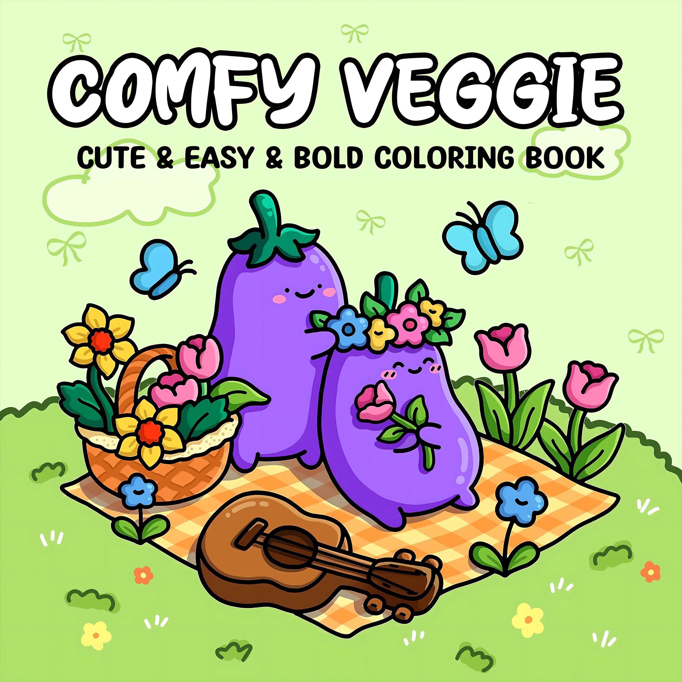 COMFY VEGGIE Bold-easy Patterns Coloring Book for Adults Cute Drawing Book Perfect Gift for Party and Birthday