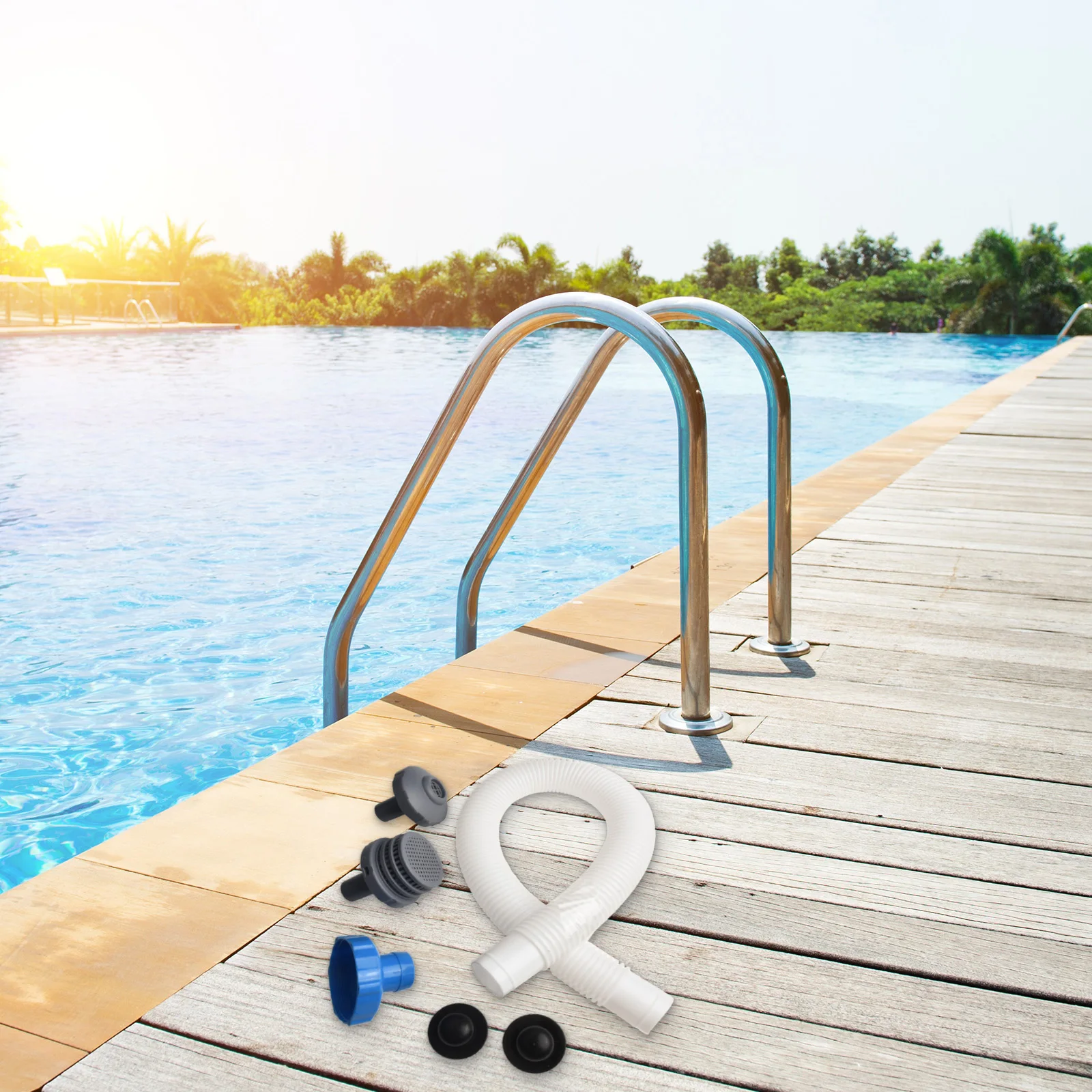 For Hot Summer Use 2.7*3.15*2.8 Cm Black Cap Above Ground Pool Kit Reliable PC Material Seamless Swimming Experience