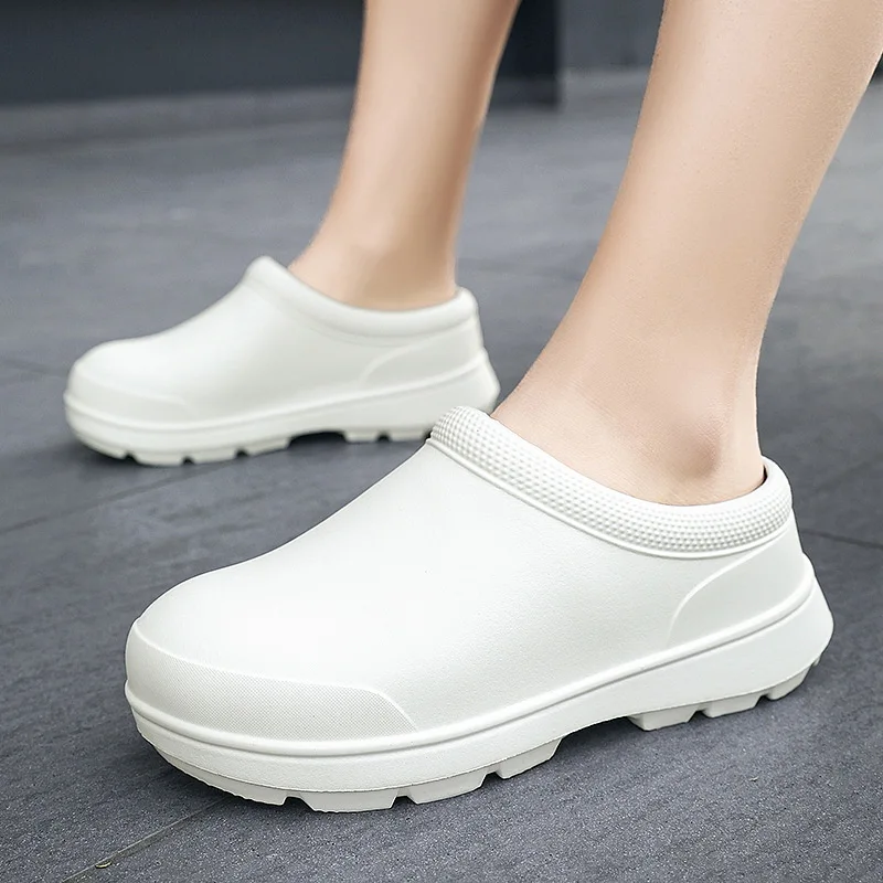 Men Summer Slipper Kitchen Clogs Chef Shoes Work Flip-flop Waterproof Oil-proof Sandal Non-Slip Garden Rubber Slippers For Male