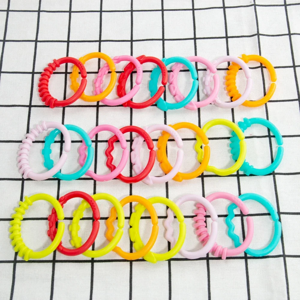 8pcs Baby Teether Rattles Toys Chew Toys for Newborn Rubber Rainbow Ring Teething Toy Crib Toys Bed Stroller Hanging Toy Gifts