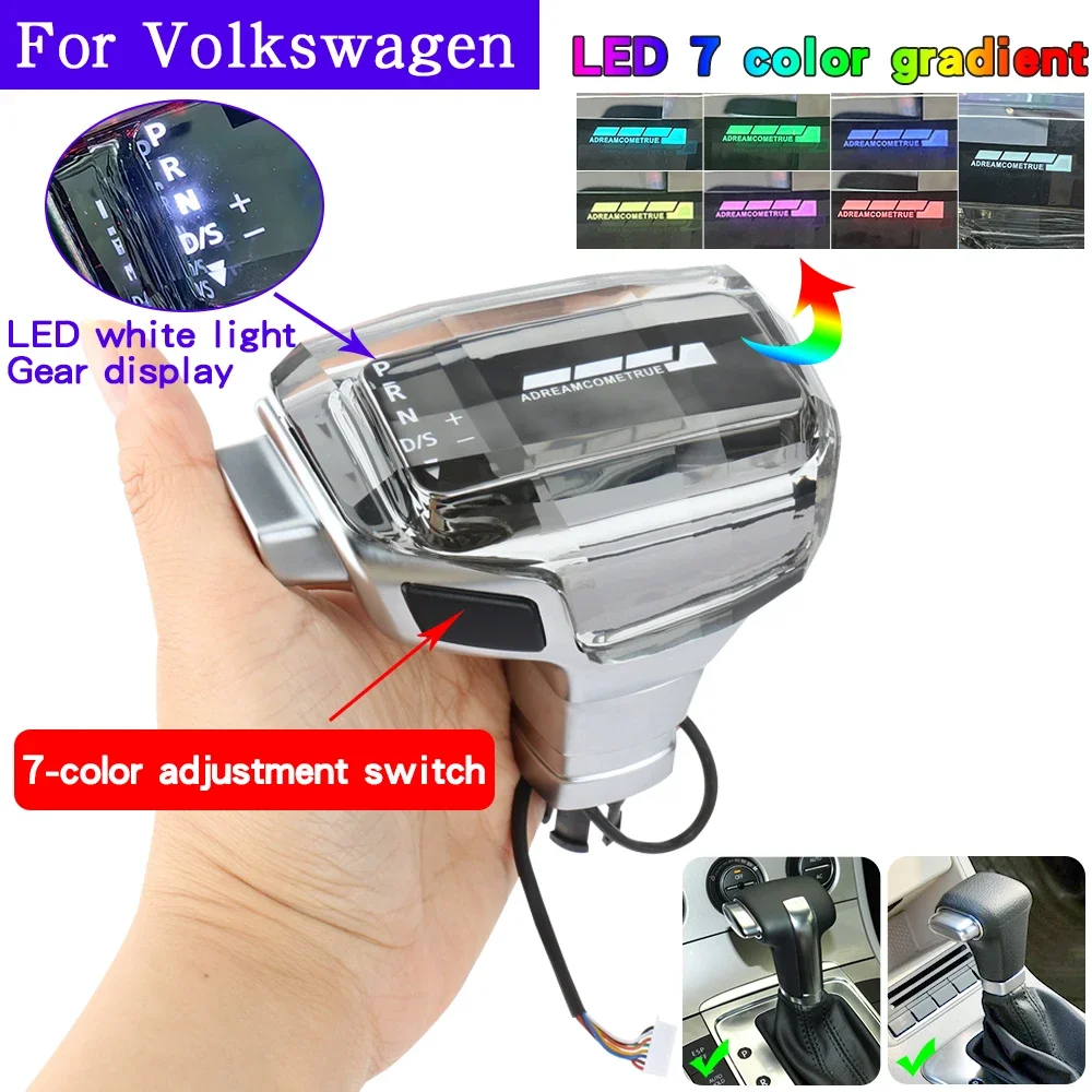 

LED Crystal Gear Shift Knob Gearbox Handle for volkswagen Passat B6 Magotan Tiguan cc Golf 6 mk6 Bora Sagitar shift knob handle