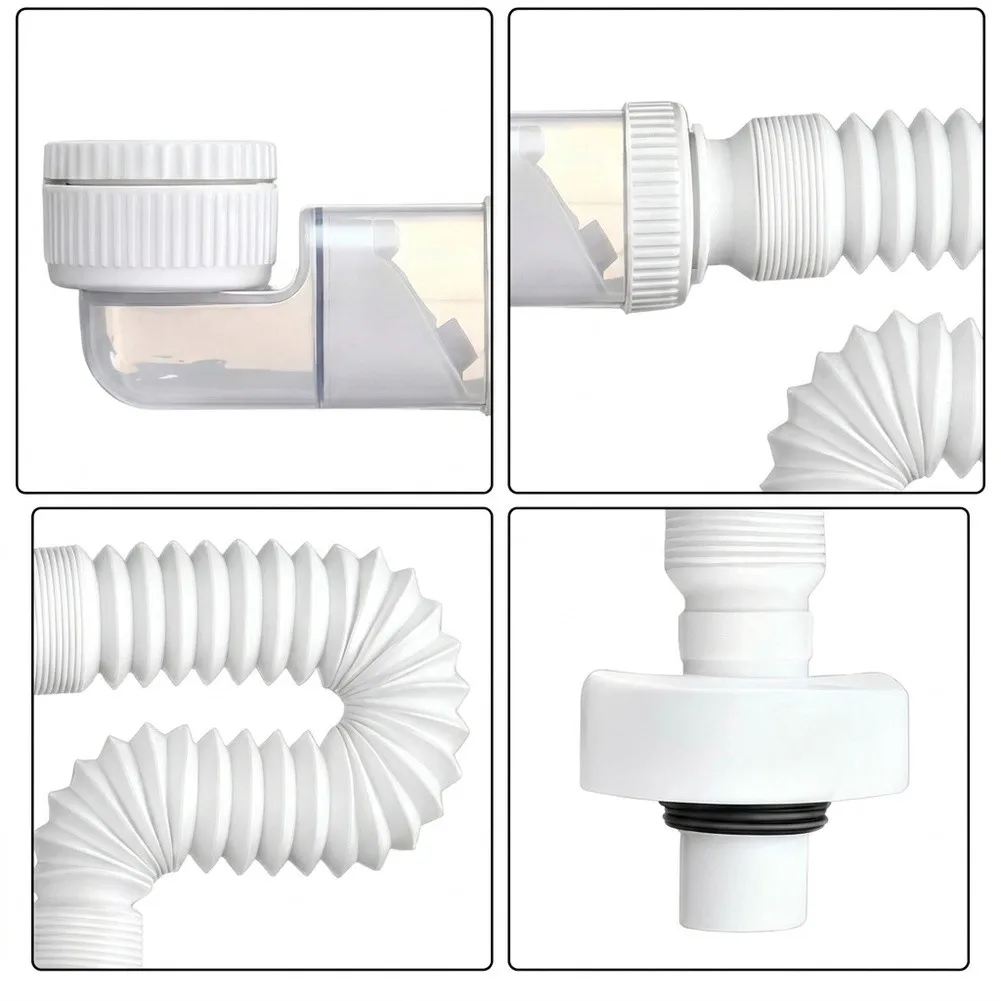 Transparent Flexible Sink Drain Pipe with Water Seal Trap and Stretchable Design for Wall or Floor Drain Installation