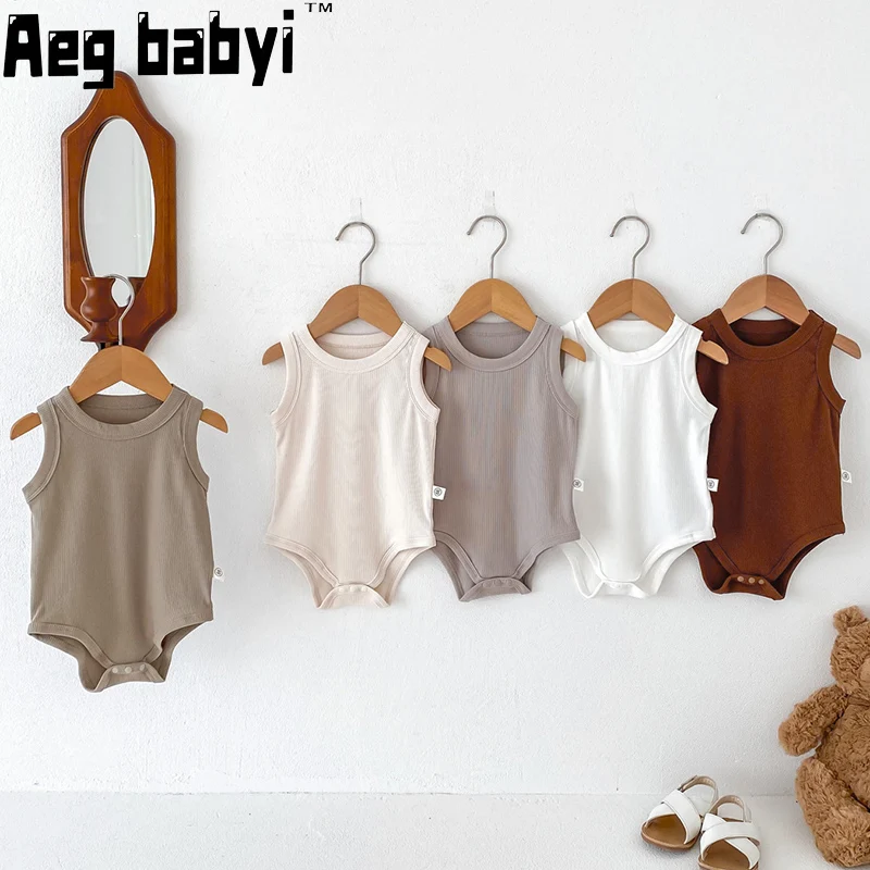 

Baby Bodysuit Summer Boys and Girls Newborn Clothes Thin Summer Dress Sleeveless Triangle Romper Cotton One-piece Clothing