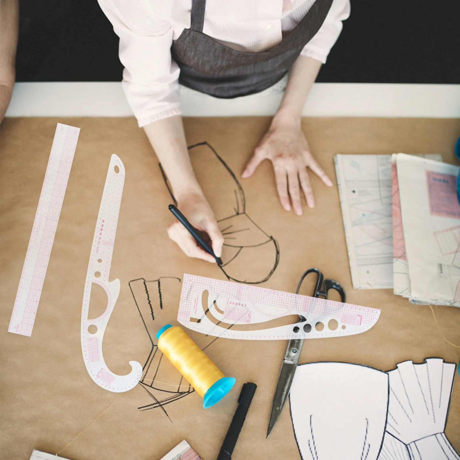 

Набор из 1 легкого портативного швейного линейного набора для точного измерения и вырезания, инструмент для DIY, пэчворка, квилтинга и разработки выкройок