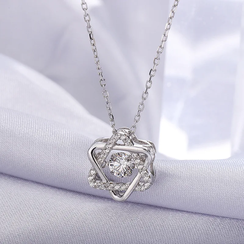 Moissanite Star of David Pendant Necklace D Color VVS1 Round Lab Diamond 925 Sterling Silver Hexagram Necklace Fine Jewelry Gift