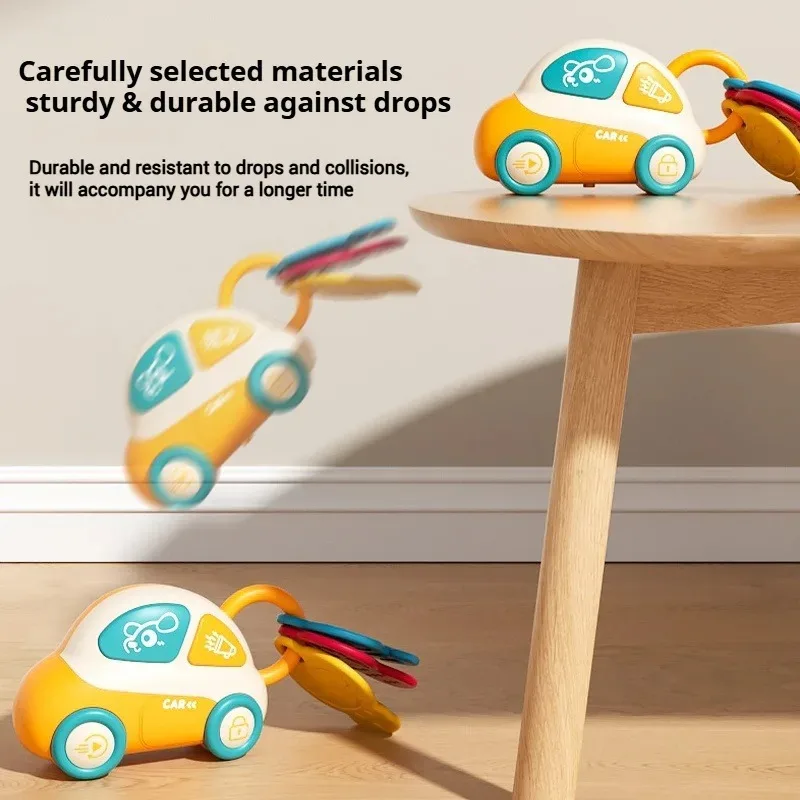 音楽と光付きのベビー歯固めおもちゃ、モンテッソーリ感覚玩具、車の鍵型歯固め、歯が生える時期の痛みを和らげるシリコン製噛むおもちゃ、乳幼児の男の子向け