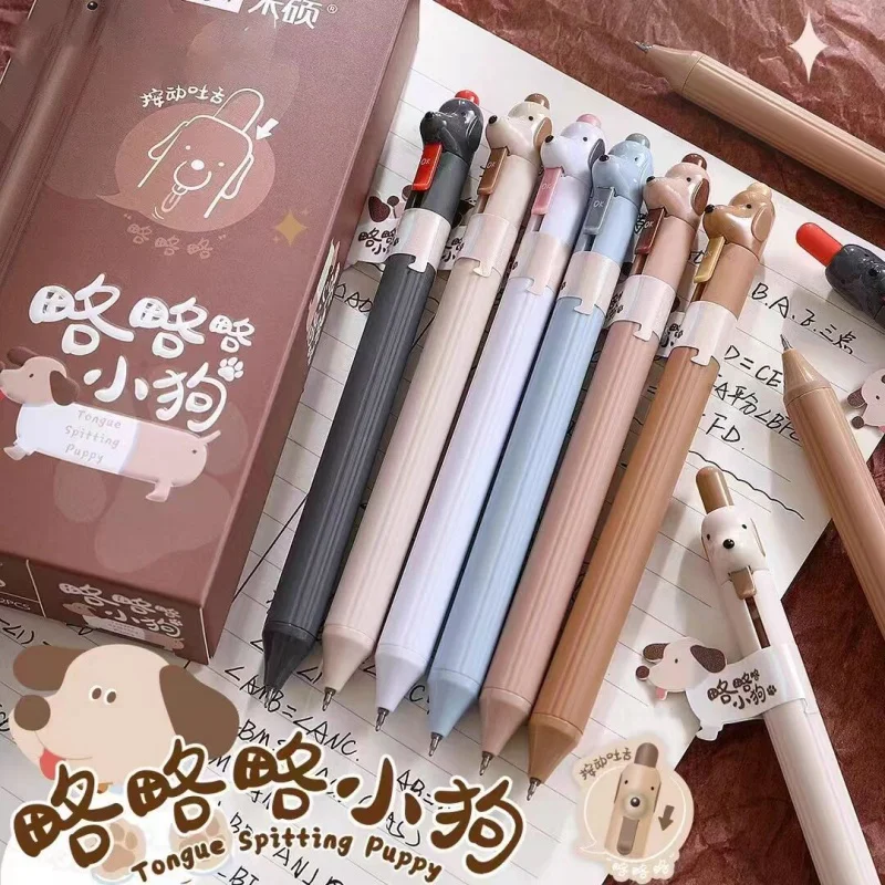

12/24pcs Creative Dog Press Gel Pen Cute 0.5mm Black Ink Neutral Pens Promotional Gift Office School Supplies