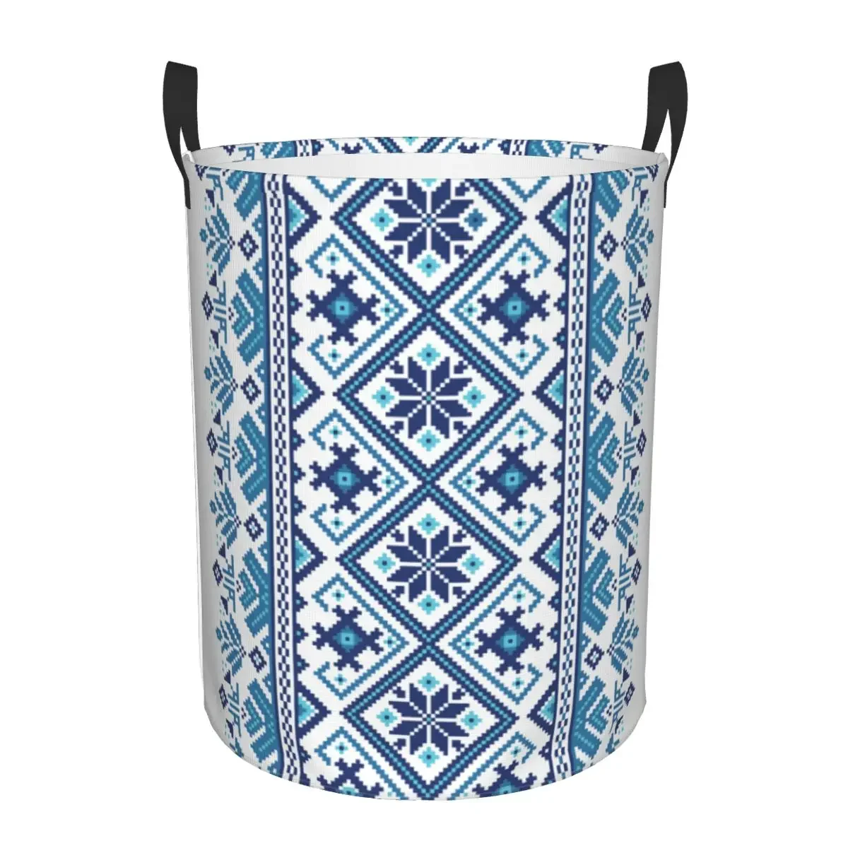 Custom Ukrainian Traditional Laundry Basket Collapsible Large Capacity Clothing Storage Bin Vyshyvanka Baby Hamper