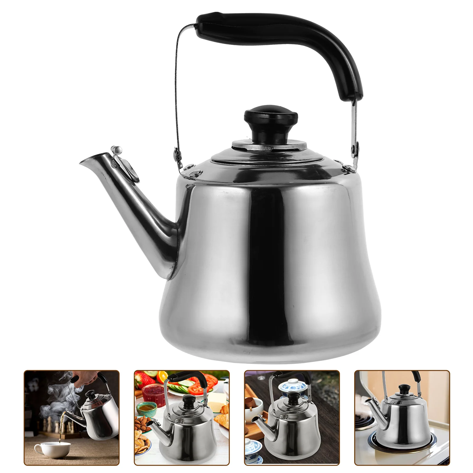 

1pc Stainless Steel Whistling Teakettle Tea Pot Heat Insulating Handle Anti Scalding Corrosion Resistant Boiling Water