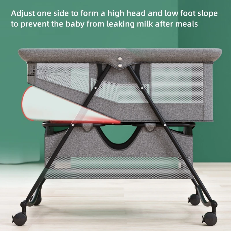 Baby cot Portable Baby mobile multi-functional bb bed Cradle bed splice bed foldable queen bed