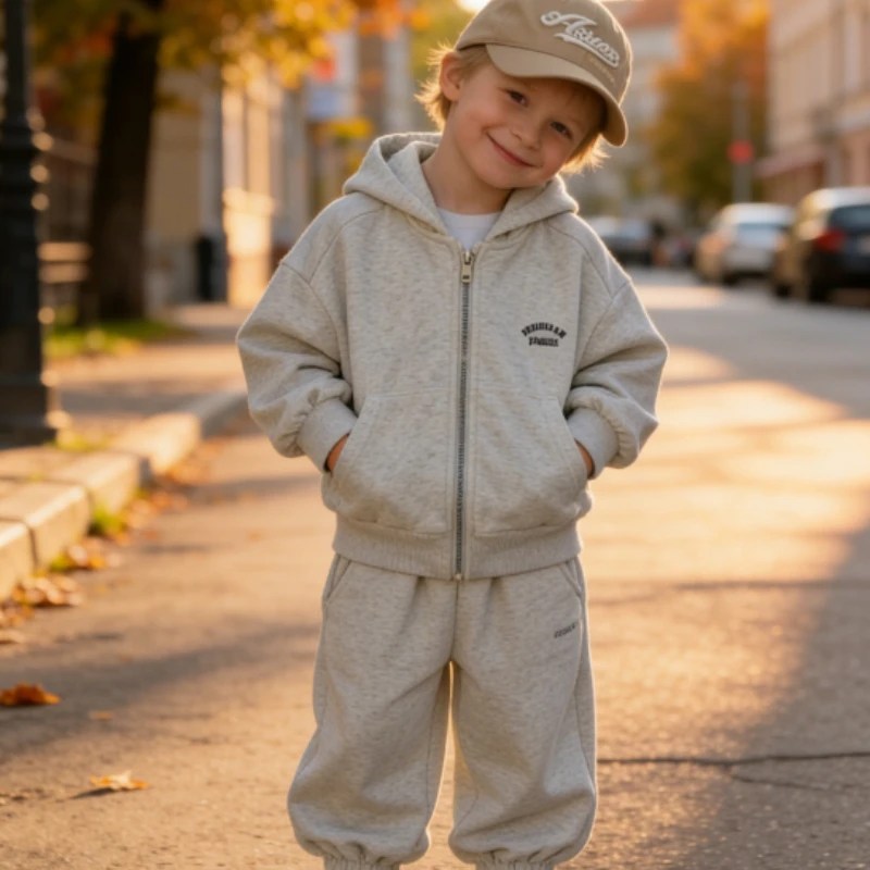 Childrens Set Spring and Autumn Sports Hoodie 2026 Autumn New Collection Boy Hoodie Baby Boy Zipper Cardigan Kids Sets